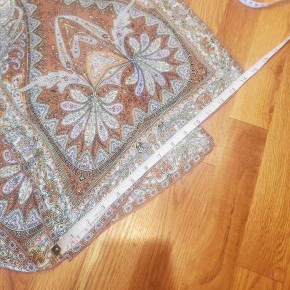 Vintage Jan Frimier Persian Style Brown and Pink Rectangle Scarf - Picture 7 of 7